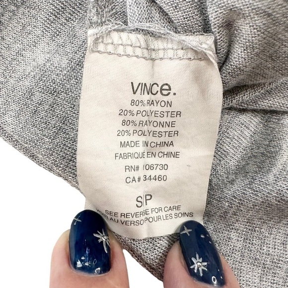 Vince gray v-neck long-sleeve tee t-shirt small - Picture 12 of 15